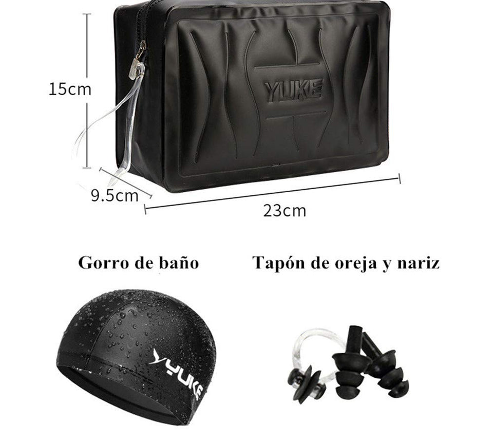 7 piezas sets de natación Traje de baño para Hombre,Gafas de natación, protección contra rayos UV antiniebla Conjunto de gafas de natación, gorra de natación resistente y sólida para hombres adultos, estuche protector Clip de nariz y orejas