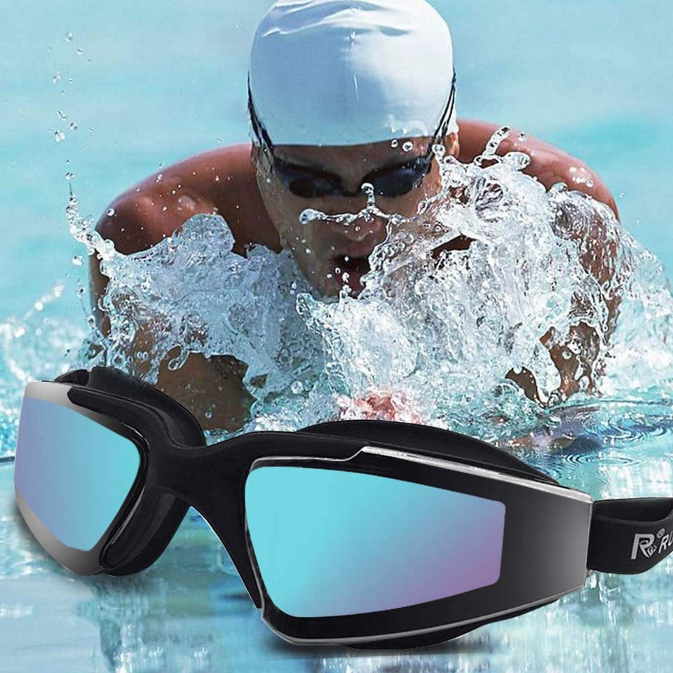 AVEDISTANTE Equipos para Natación 6PCS, Incluye Anteojos de Natación con Tapones,Casco,Gorro de natación,Tapones para oidos y Nariz,Bolsa Impermeable para Celurares y Mochila