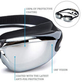 Gafas de natación 5 en 1 + Gorro de natación + Clip de nariz + Tapones para los oídos + Estuche, Resistente al agua, Sin fugas, Antiniebla, Protección UV, Estuche de protección gratuito, Ajuste cómodo para adultos Hombres Mujeres Jóvenes Niños Niño