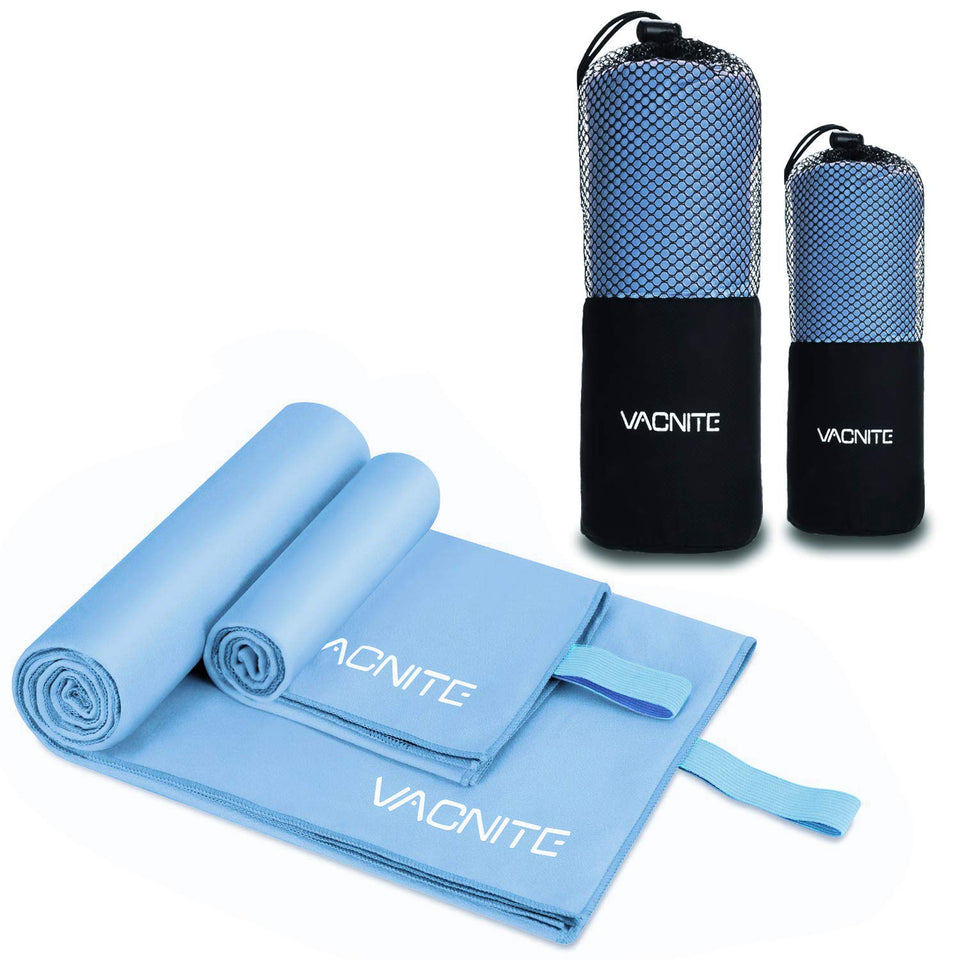 VACNITE 2 Piezas Toalla de Microfibra Deportiva, Secado Rápido Toalla para Viajes Deportes Natación Yoga