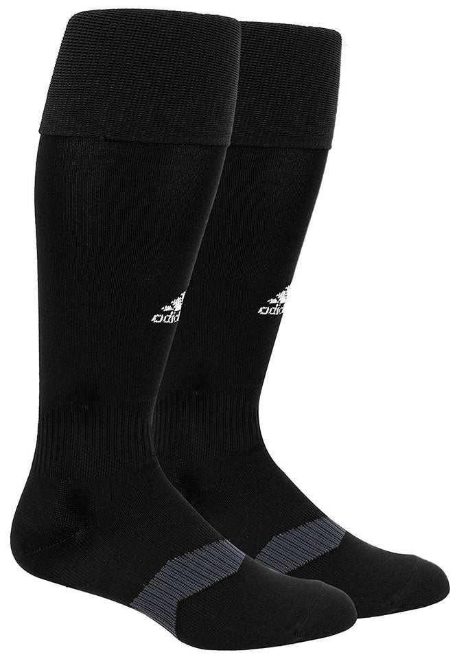 adidas Metro IV Soccer Socks, White/Black/Clear Grey, Large